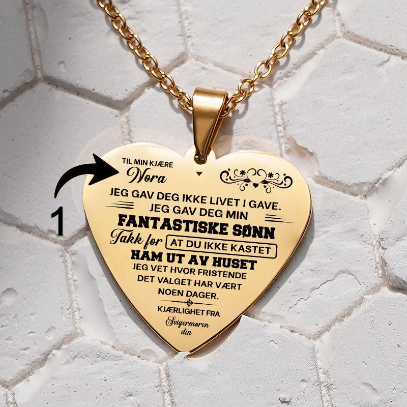 Du er den beste – Hjerteanheng gravert fra svigermor til svigerdatter - Kosteppe