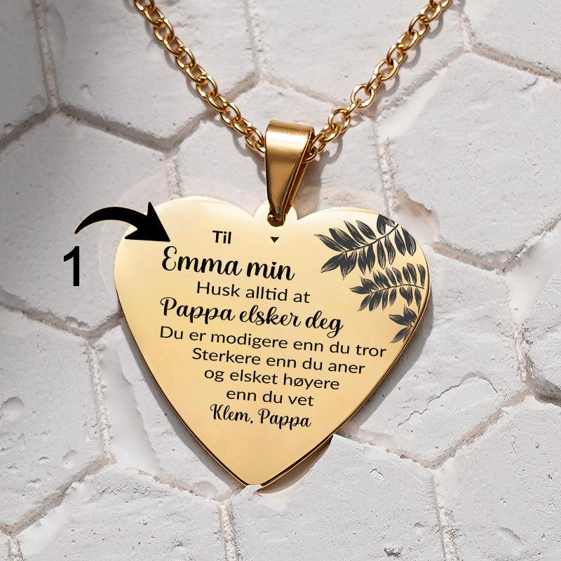 Du er elsket mer enn du tror – Hjerteanheng gravert fra far til datter - Kosteppe