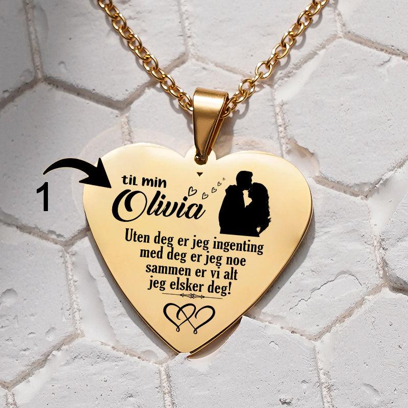 Min kjærlighet til deg er grenseløs – Hjerteanheng gravert fra mann til kone - Kosteppe