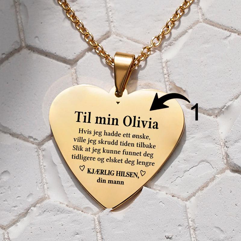 Hvor mye du betyr for meg - Hjerteanheng gravert fra mann til kone - Kosteppe